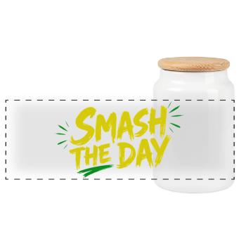 SMASH THE DAY Motivation für Padel und Tennis - Panorama Keksdose mit Holzdeckel - Weiß - Vorne