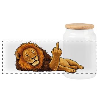 You can all like me Lion's life - Panoramic Cookie Jar with Wooden Lid - white - Front