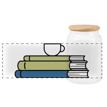 Stack of books Coffee mug Coloured - Panoramic Cookie Jar with Wooden Lid - white - Front