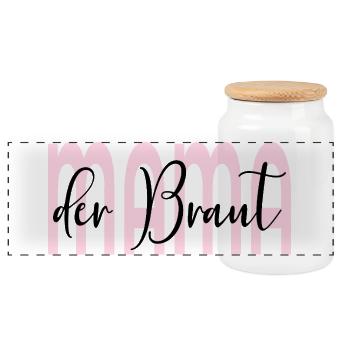 Hochzeit Mama der Braut - Panorama Keksdose mit Holzdeckel - Weiß - Vorne