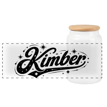 Kimber name first last family - Panoramic Cookie Jar with Wooden Lid - white - Front