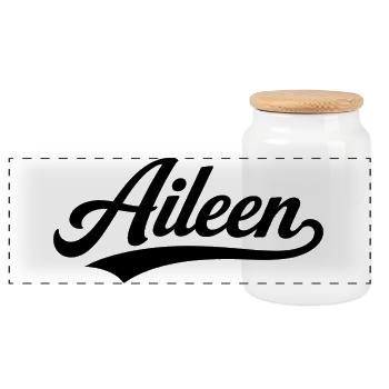 Aileen name first last family - Panoramic Cookie Jar with Wooden Lid - white - Front