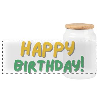Happy Birthday - Panorama Keksdose mit Holzdeckel - Weiß - Vorne
