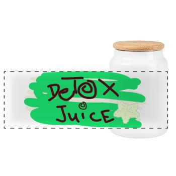 Detox juice text - Panoramic Cookie Jar with Wooden Lid - white - Front