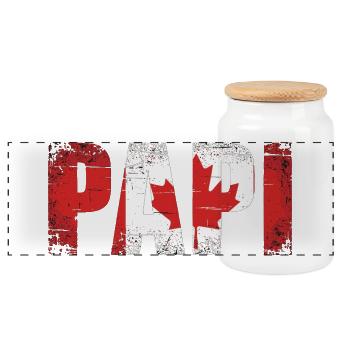 Daddy Canada Flag Vintage Dad - Panoramic Cookie Jar with Wooden Lid - white - Front