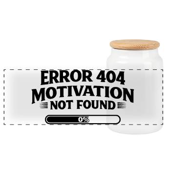 Error 404 Motivation not found Lustiger Spruch - Panorama Keksdose mit Holzdeckel - Weiß - Vorne