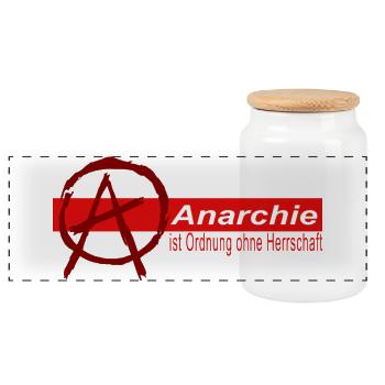 Anarchie ist Ordnung ohne Herrschaft (red) - Panorama Keksdose mit Holzdeckel - Weiß - Vorne