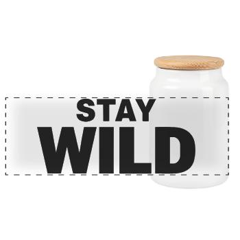 STAY WILD Abenteuer Freiheit Statement - Panorama Keksdose mit Holzdeckel - Weiß - Vorne
