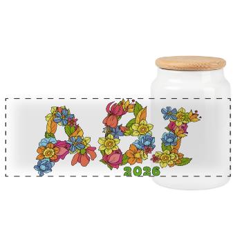 Abitur 2026 - Panoramic Cookie Jar with Wooden Lid - white - Front