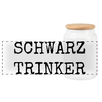 Schwarztrinker – Lustiges Kaffee Textdesign - Panorama Keksdose mit Holzdeckel - Weiß - Vorne