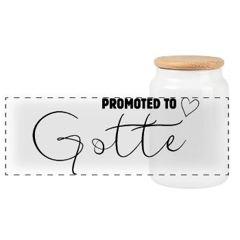 Promoted to Gotte, Gift Godmother - Panoramic Cookie Jar with Wooden Lid - white - Front