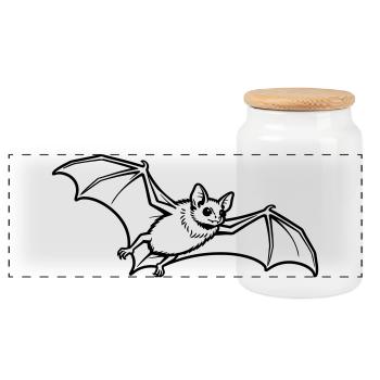 bat - Panoramic Cookie Jar with Wooden Lid - white - Front