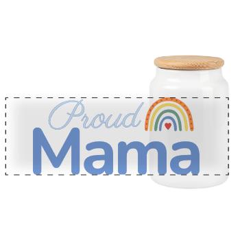 Proud Mama Regenbogen - Panorama Keksdose mit Holzdeckel - Weiß - Vorne