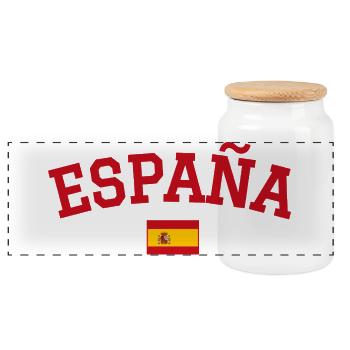 Spanien Flagge Design Rot - Panorama Keksdose mit Holzdeckel - Weiß - Vorne