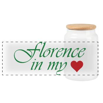 Florence in My Heart - Panoramic Cookie Jar with Wooden Lid - white - Front