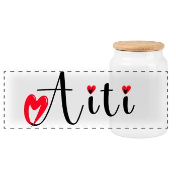 Bonne fête Maman cœur rouge amour mères  Aiti - Boîte à biscuits avec couvercle en bois - blanc - Devant