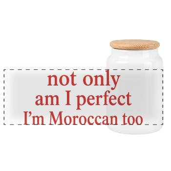 Perfect and Moroccan Humor | Morocco Pride Gift - Panoramic Cookie Jar with Wooden Lid - white - Front