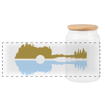 Pastel de guitare - Boîte à biscuits avec couvercle en bois - blanc - Devant