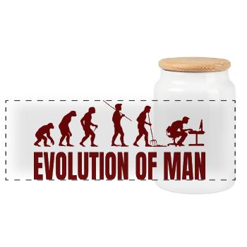 Computer PC Evolution Computer Scientist Programmer - Panoramic Cookie Jar with Wooden Lid - white - Front
