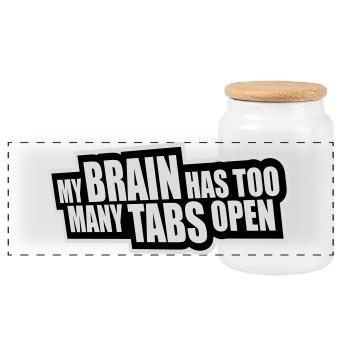 My Brain Has Too Many Tabs Open Lustig Grübeln - Panorama Keksdose mit Holzdeckel - Weiß - Vorne