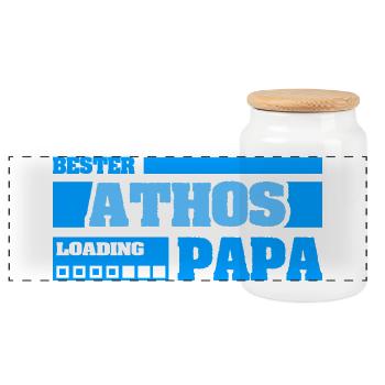 Naissance d’Athos - Boîte à biscuits avec couvercle en bois - blanc - Devant