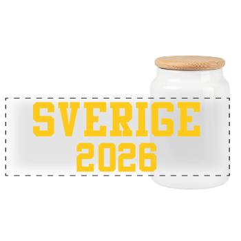 Sweden - Panoramic Cookie Jar with Wooden Lid - white - Front