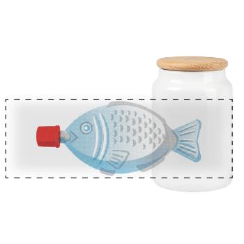 Soy Fish - Panoramic Cookie Jar with Wooden Lid - white - Front