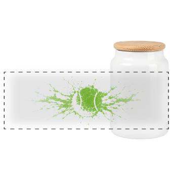 Tennis - Boîte à biscuits avec couvercle en bois - blanc - Devant