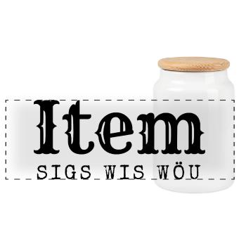 Berner sagen das "Item sigs wis wöu" - Panorama Keksdose mit Holzdeckel - Weiß - Vorne
