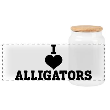 Ich liebe Alligatoren – Alligator Fan - Panorama Keksdose mit Holzdeckel - Weiß - Vorne