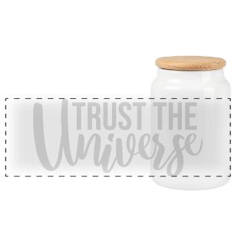 Trust The Universe Spirituell Universum Zitat Logo - Panorama Keksdose mit Holzdeckel - Weiß - Vorne