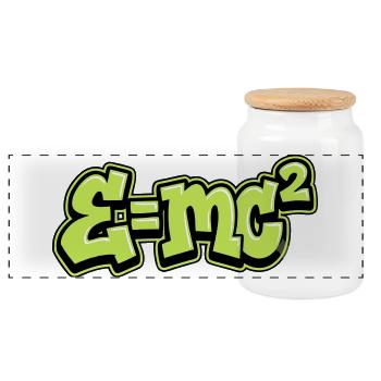 Einstein Formula Graffiti - Panoramic Cookie Jar with Wooden Lid - white - Front