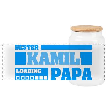 Kamil à la naissance - Boîte à biscuits avec couvercle en bois - blanc - Devant