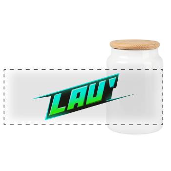 Lau' - Panoramic Cookie Jar with Wooden Lid - white - Front