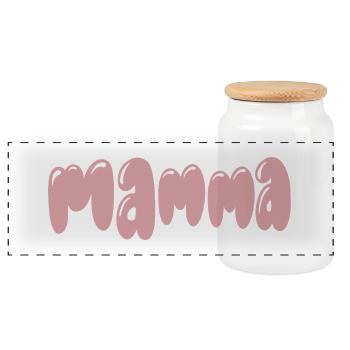 Pétillante Maman Style Joueuse Rose - Boîte à biscuits avec couvercle en bois - blanc - Devant