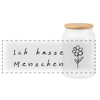 Ich hasse Menschen - Panorama Keksdose mit Holzdeckel - Weiß - Vorne