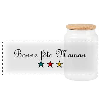 BONNE FÊTE MAMAN. MAMAN. FÊTE DES MÈRES. JE T'AIME - Boîte à biscuits avec couvercle en bois - blanc - Devant