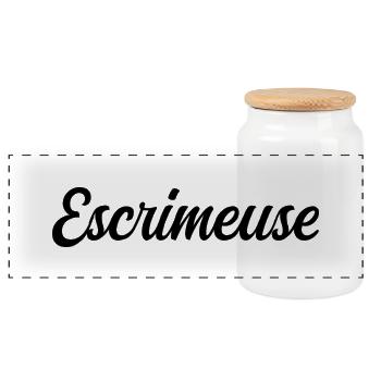 Escrimeuse  - Boîte à biscuits avec couvercle en bois - blanc - Devant