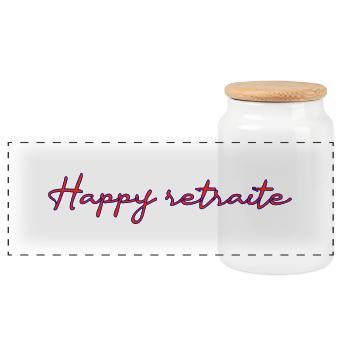 RETRAITE. RETRAITE. RETRAITEE. RETRAITE - Boîte à biscuits avec couvercle en bois - blanc - Devant