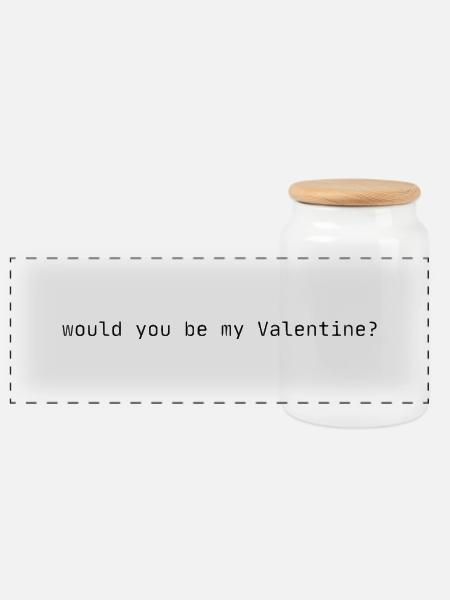 Willst du mein Valentin sein? - Panorama Keksdose mit Holzdeckel - Weiß