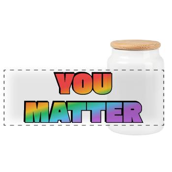 You Matter Rainbow Gradient - Panoramic Cookie Jar with Wooden Lid - white - Front
