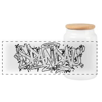 Berlin Spandau Graffiti Oldschool Hip Hop - Panorama Keksdose mit Holzdeckel - Weiß - Vorne