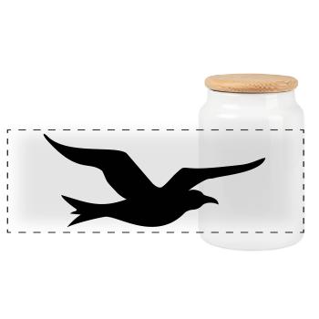 Möwe von der Küste Geschenk - Panorama Keksdose mit Holzdeckel - Weiß - Vorne