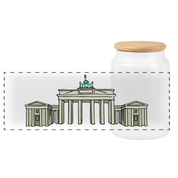 Brandenburger Tor BERLIN - Panorama Keksdose mit Holzdeckel - Weiß - Vorne