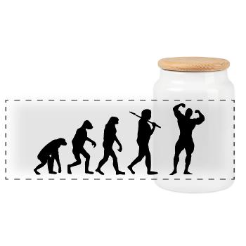Fitness Evolution - Boîte à biscuits avec couvercle en bois - blanc - Devant