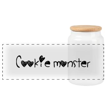 Cookie Monster - Panorama Keksdose mit Holzdeckel - Weiß - Vorne