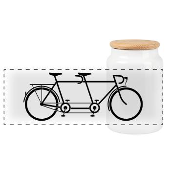Tandem Bike - Boîte à biscuits avec couvercle en bois - blanc - Devant