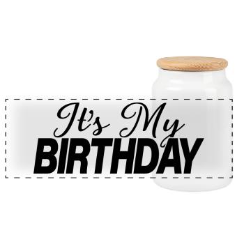 It's My Birthday Cool Birthday Party Geschenk & Outfit - Panorama Keksdose mit Holzdeckel - Weiß - Vorne