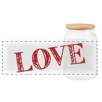 LOVE,JUST MARRIED,VIVE LES MARIES,EVJF,COUPLE - Panoramic Cookie Jar with Wooden Lid - white - Front