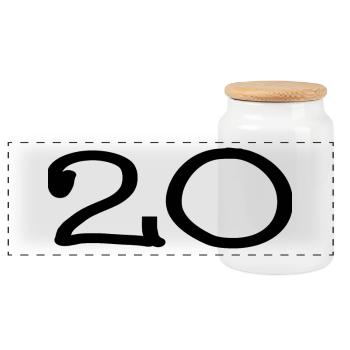 20. 20 YEARS. 20th ANNIVERSARY. 20TH ANNIVERSARY. - Panoramic Cookie Jar with Wooden Lid - white - Front